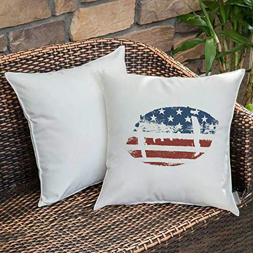 Funda de Cojín duradero Fundas de Almohada Decorativa,Deportes, Grunge Bandera americana temática cosida pelota de rugby diseño vintage tema de fút,Funda de Cojín con Cremallera Invisible 45 x 45 cm