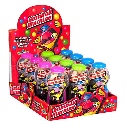 FunnyCandy Máquina Dispensadora De Bolas De Chicle 3 Colores, Sabores Variados - 12 Unidades