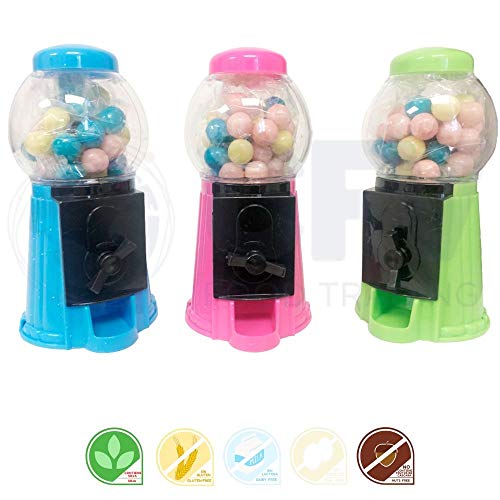FunnyCandy Máquina Dispensadora De Bolas De Chicle 3 Colores, Sabores Variados - 12 Unidades