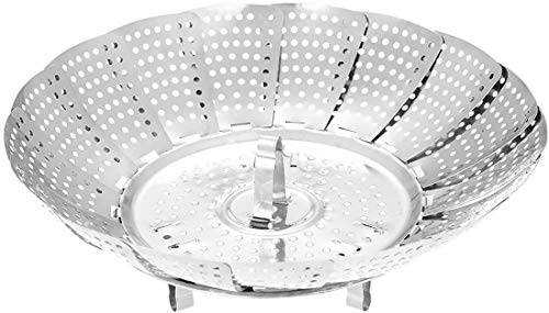 furein Cesta Vaporera Cesta Vapor Plegable Acero Inoxidable,Canasta de Cocción para Verduras al Vapor (24CM)
