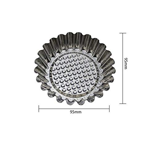 FXJ 12pcs Huevo Tarta de moldes de Acero Inoxidable Redondo del cordón de Huevo Tarta del Molde del Molde Reutilizable Tartaleta moldes de cocción Copas Galleta de la Torta de la Magdalena