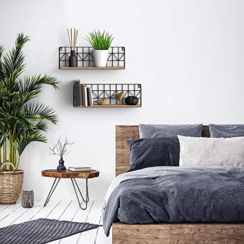 Gadgy estanteria de Pared metalica flotante| Juego de 2 estanterias metalicas y Madera | 45 x 12 x 15 cm. | Baldas Pared decorativas | Para Hogar, Cocina, Bãno