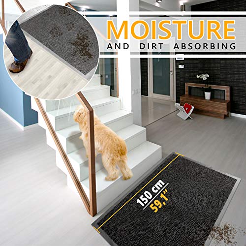 GadHome Felpudo de Entrada Negro 90x150 cm | Alfombra Exterior para Puerta, Impermeable, Lavable para Atrapar Suciedad para Recibidor | Alfombrilla Antideslizante, Pasillo, Cocina, Dormitorio