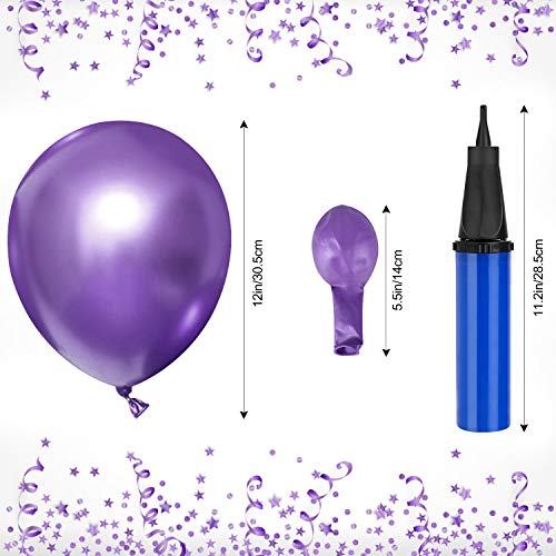 Gafild 60 Piezas Globos Metalizados, PúrpuraGlobos de Fiesta Decoraciones Cumpleaños Globos De Látex para Cumpleaños, Bodas Aniversario, Bautizos Comunion Graduacion Fiesta Decoracio