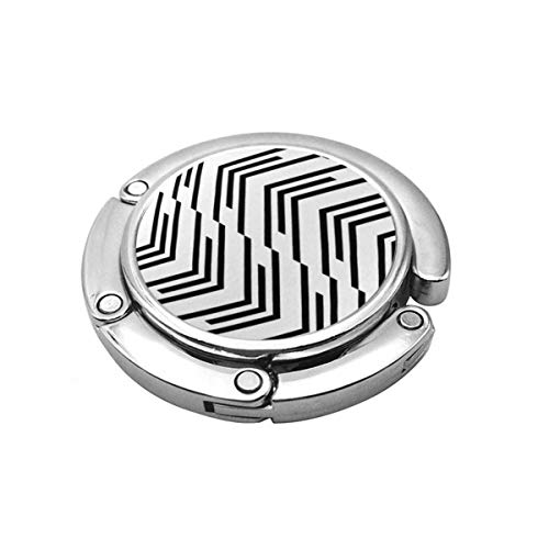 Gancho Plegable del Monedero de la suspensión del Bolso, Modelo geométrico del Zigzag Abstracto Negro y futurista Elegante Regular