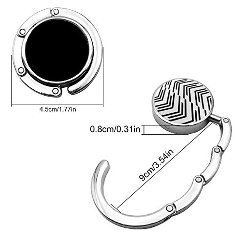 Gancho Plegable del Monedero de la suspensión del Bolso, Modelo geométrico del Zigzag Abstracto Negro y futurista Elegante Regular