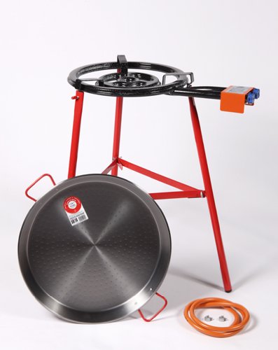 Garcima Tabarca Plus Juego de paella de jardín – Paellera acero pulido de 50 cm/400 mm + Quemador De Gas