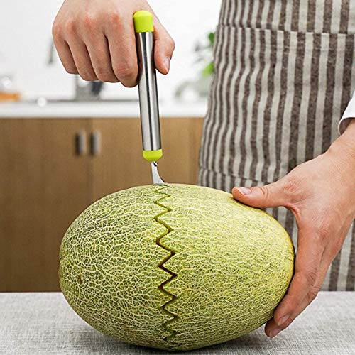 Gayisic 4 PCS Cortadora de sandía, Cortador de Sandía de Acero Inoxidable, Cortador de Fruta Corer, Cuchillo de Tallado de Frutas Herramientas de Verduras y Frutas de Seguridad Cortadora de Frutas