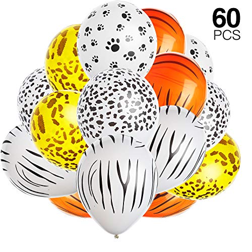 Gejoy 60 Piezas de Jungla Estampado de Animales Globos Jungla zoológico Animales Globo para la decoración del Partido