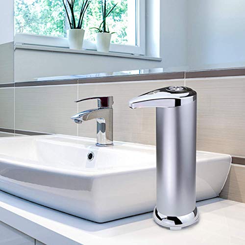 Genrics Dispensador de jabón Automático, Dispensador Gel hidroalcoholico con Ventanas Visibles y Base de Acero Inoxidable, Dosificador Sensor para cocinas baños