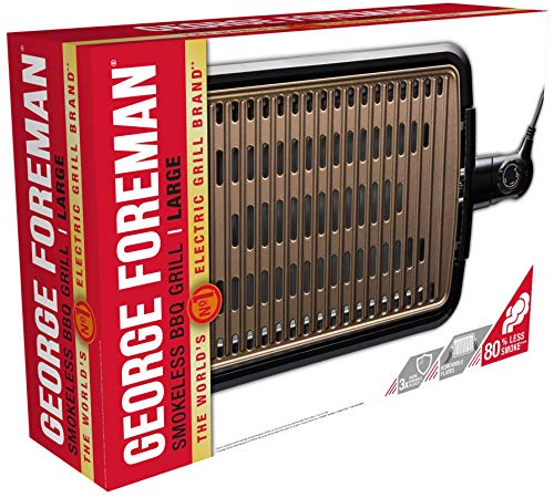 George Foreman 25850-56/GF - Grill (barbacoa, parrilla eléctrica, 1606 W, acero, revestido de titanio, sin humo) color gris