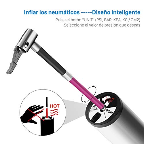 GHB Mini Compresor de Aire Inflador Eléctrico Bomba Eléctrica Portátil 150 PSI Recargable con Pantalla LCD - Color Plateado