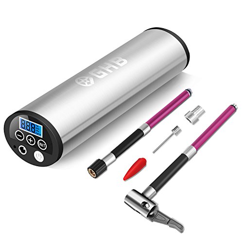 GHB Mini Compresor de Aire Inflador Eléctrico Bomba Eléctrica Portátil 150 PSI Recargable con Pantalla LCD - Color Plateado