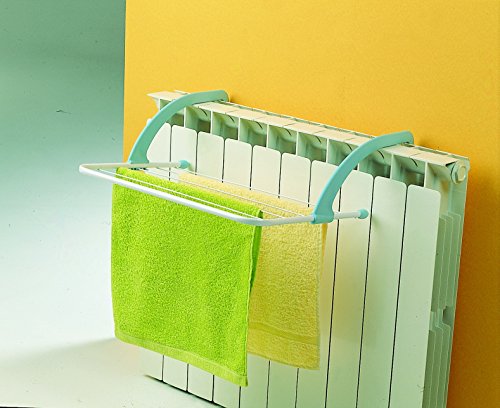 Gimi Airy Tendedero de radiador de Acero y Resina, 3 m de Longitud de tendido, blanco, metal, interior