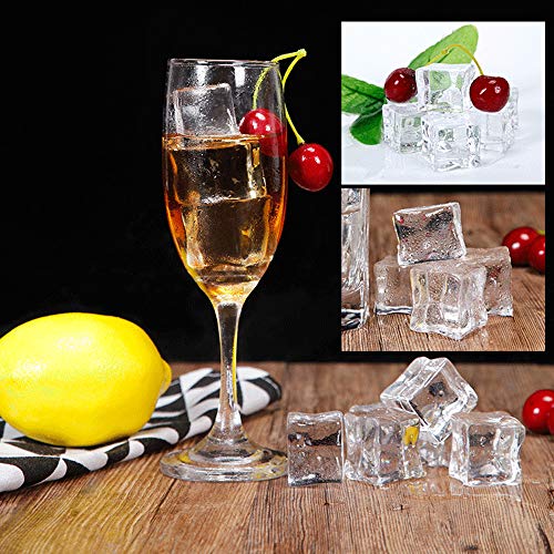 Gobesty Cubitos de Hielo Falsos acrílicos Transparentes, 50 Piezas de Cubitos de Hielo Artificiales acrílicos Falsos Pantalla Cubitos de Hielo para Accesorios de fotografía de exhibición Centro