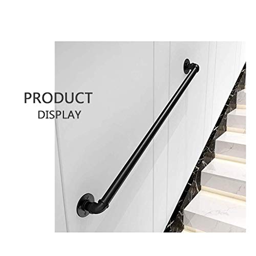 GOHHK 30cm-150cm Riel Barandilla MultifuncióN Opcional Riel Mano Montado En La Pared Tirador Puerta Barra Agarre Barra Toalla Barandilla Hierro Fundido Antiguo - Negro Mate