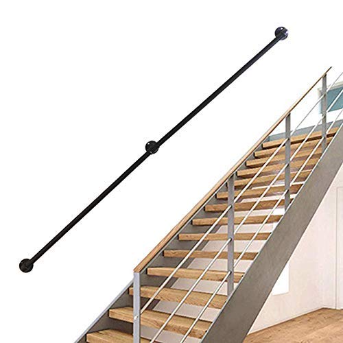 GOHHK Barandilla Escalera Tubo Industrial, Barra Apoyo, Barra Toalla, Barandilla Hierro Fundido RúStico Antiguo - Negro Mate, Longitud: 30 Cm-150 Cm