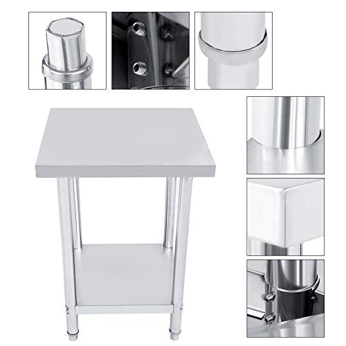 GOTOTOP Mesa Auxiliar de Cocina de Acero Inoxidable Plataforma Mesa de Operaciones Banco de Trabajo Mesa de Cocina 0.6mm