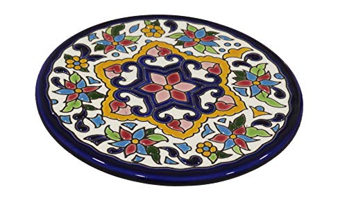 Grabado y Cerámica Española Platos Decorativos para Pared, Pintados a Mano con la técnica de la Cuerda Seca. Cerámica Andaluza 14 CM.51403