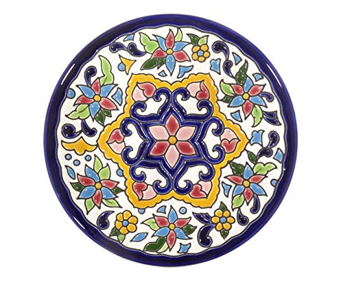 Grabado y Cerámica Española Platos Decorativos para Pared, Pintados a Mano con la técnica de la Cuerda Seca. Cerámica Andaluza 14 CM.51403