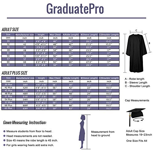 GraduatePro Graduación Toga y Birrete Adulto 2020 Universidad Disfraz Traje Unisex Mujer Hombre 12 Colores
