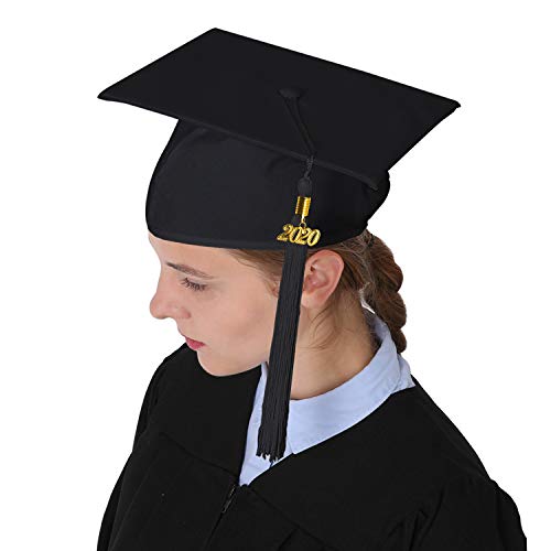 GraduationMall Toga y Birrete Graduacion Adulto 2020 con Borla Gorro Graduacion Unisex para Bacholr de Secundaria y Universidad Negro