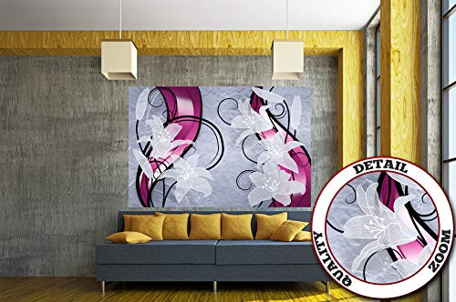 GREAT ART Papel Pintado Decoraciones de Pared Lirio Blanco - Floral Arte Mural Diseño Flores Imagen 210 x 140 cm - Papel Tapiz 5 piezas incluye pasta