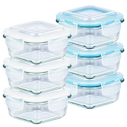 GRIZZLY Contenedores de Almacenamiento de Vidrio para Alimentos - 6 x 520 ml cuadrado