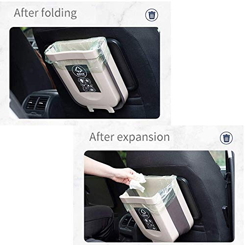 Gua Bote de Basura Colgante, Contenedor de Basura Plegable, Papelera Plegable, Cubo de Basura Plegable Colgante, para Puerta de Armario de Cocina, Baño, Coche, Inodoro (Blanco)