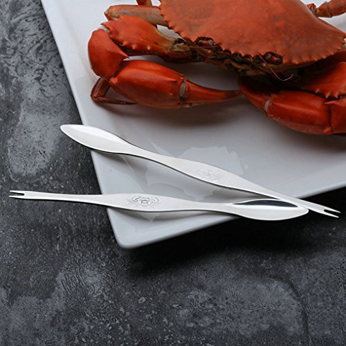 GuDoQi 8 Paquetes Marisco Fork Acero Inoxidable 304 Apto para Frutas Langosta Cangrejo