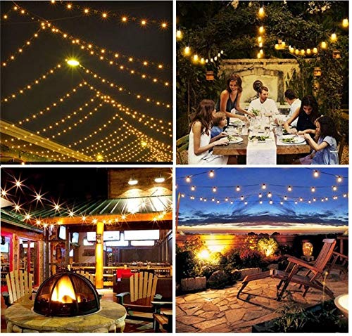 Guirnalda Luces Exterior 15m IP65 Impermeable Cadena de Luz iluminación, 15 LED Bombilla de Filamento E27 Guirnalda Luminosa para Jardín Boda Fiesta de Navidad