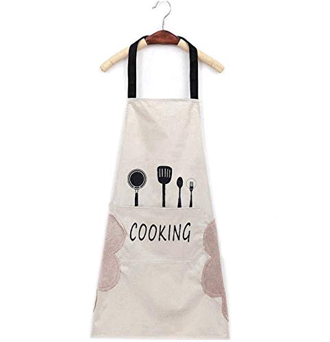 Guizu Delantales Impermeables Ajustables del Cocinero con Bolsillo Cocina de Cocina para Mujeres Hombres,Delantal Chefs Cocina para Cocinar/Hornear (Blanco)
