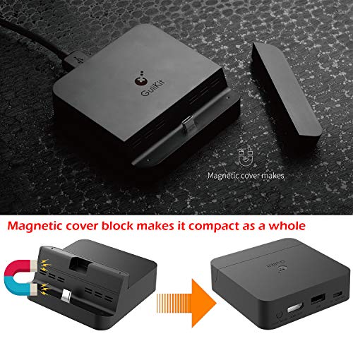 GuliKit TV Dock para Nintendo Switch, Admite Protocolo PD, Proyección 1080P / 2K / 4K, Soporte para Teléfono Inteligente o Tableta, Base de Carga con Salida de Refrigeración (Negro)