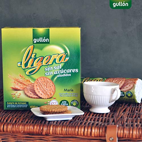 Gullón - Galleta María sin sal ligera Pack de 3, 600g