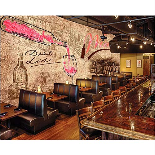 Guyuell Papel Tapiz Personalizado Mural Vintage Retro Salón De Vinos Bodega Bar Cafetería Papel Tapiz Del Hotel Tv Pintura De Fondo-200Cmx140Cm