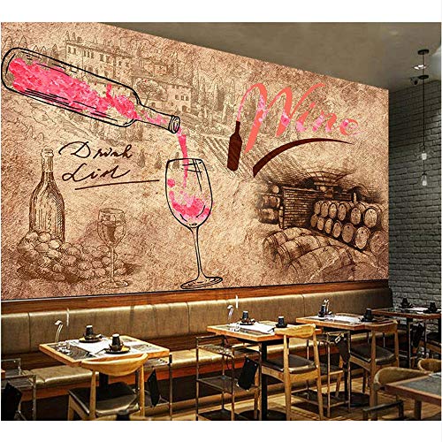 Guyuell Papel Tapiz Personalizado Mural Vintage Retro Salón De Vinos Bodega Bar Cafetería Papel Tapiz Del Hotel Tv Pintura De Fondo-200Cmx140Cm