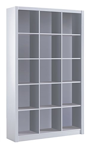 Habitdesign 005493BO - Estantería librería triple, color Blanco Brillo, medidas 195 x 114 x 30 cm de fondo