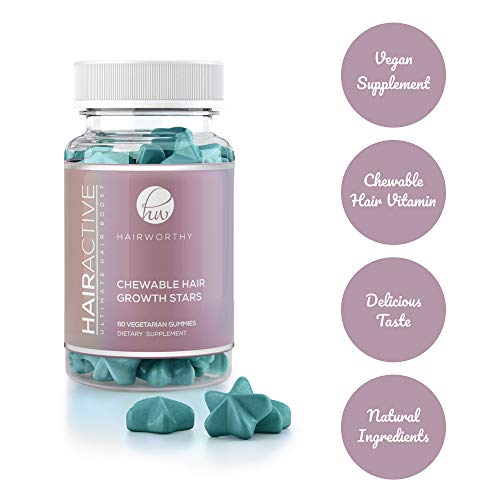 Hairworthy – Acción rápida crecimiento del cabello masticables Vitaminas. Suplemento Natural para el pelo largo con aceite de coco, Biotina y Ácido Fólico.
