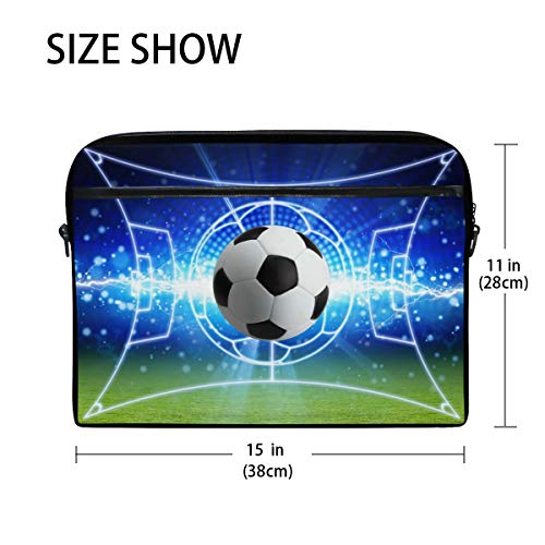 HaJie Bolsa de ordenador portátil con impresión de balón de fútbol de 14 a 14,5 pulgadas, funda protectora de viaje con correa para el hombro para hombres, mujeres y niños