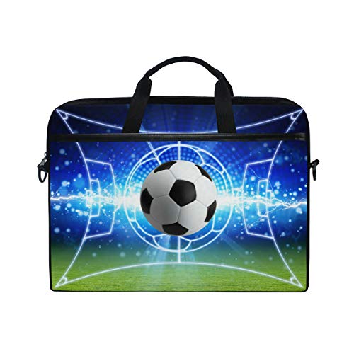 HaJie Bolsa de ordenador portátil con impresión de balón de fútbol de 14 a 14,5 pulgadas, funda protectora de viaje con correa para el hombro para hombres, mujeres y niños