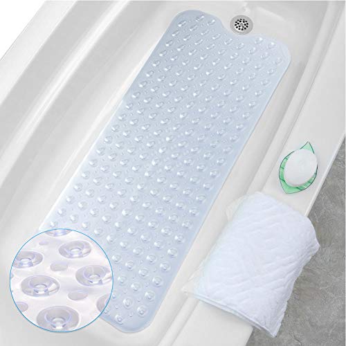 HALOVIE Alfombrillas de Baño Extra Largas Alfombra Antideslizante para Bañera Resistentes al Moho Tapete PVC con 200 Ventosas Seguridad Antibacteriana para Cuarto de Baño 100 x 40 cm
