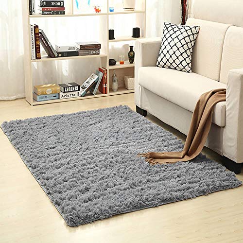 Handfly Alfombra Antideslizante Alfombras de la Sala de Estar súper Blandas Alfombra Peluda mullida para el hogar Decorativo Sala de Estar Dormitorio Dormitorio Ni?os,60x120cm (Gris)
