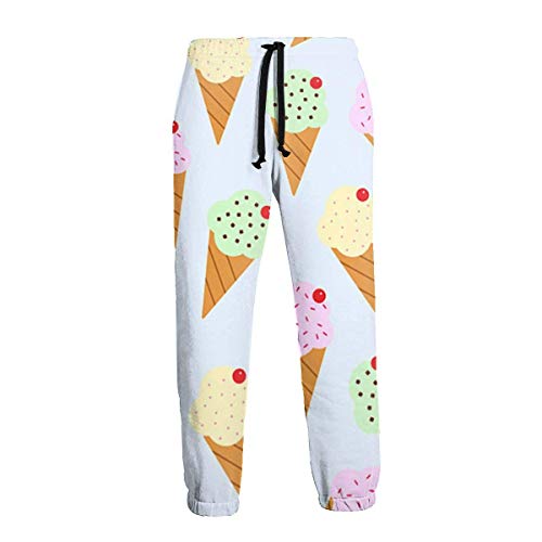Hangdachang Pantalones de chándal para Hombre Helados Pantalones Casuales de Fresa y Pistacho Pantalones Deportivos Suaves y cómodos para Hombre 3XL