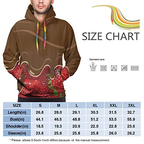 Hangdachang Regalo – Sudadera con capucha para hombre con bolsillo, fresas derretidas, confitería, frutos dulces Negro XXXL