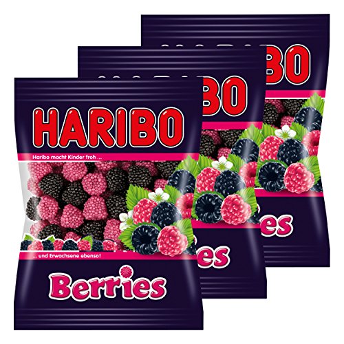 Haribo Berries, 3 Unidades, Ositos de Goma, Vino Goma, Golosinas, en Bolsa, Bolsa
