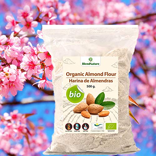 Harina de Almedras Ecologica 500g - Ideal para Reposteria Macarons y Keto – Sin Gluten – BIO 100 % Certificada – Natural de Origen Nacional – Molida