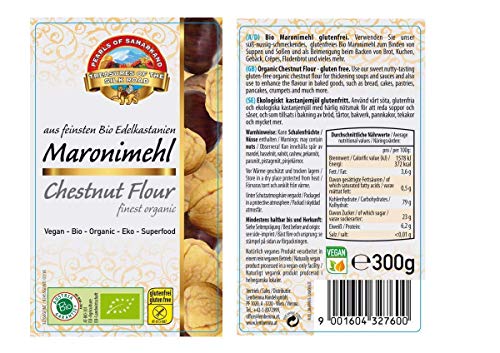 Harina de castaña orgánica 1,8 kg ecológica, Fairtrade, sin gluten 1,8 kg Bio biológica, sin OMG 6x300g
