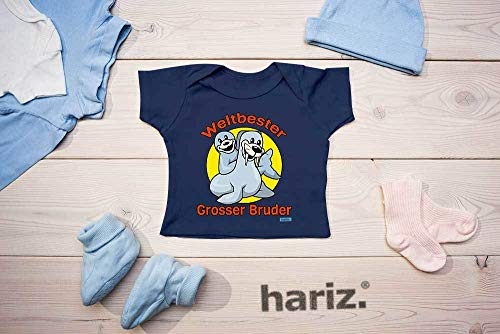 Hariz Baby Camiseta del mejor hermano del mundo, león marino, cumpleaños, hermano, bebé Plus, tarjeta de regalo de algodón de azúcar rosa, 9 – 15 meses/70 – 79 cm