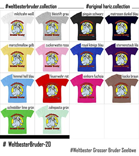 Hariz Baby Camiseta del mejor hermano del mundo, león marino, cumpleaños, hermano, bebé Plus, tarjeta de regalo de algodón de azúcar rosa, 9 – 15 meses/70 – 79 cm