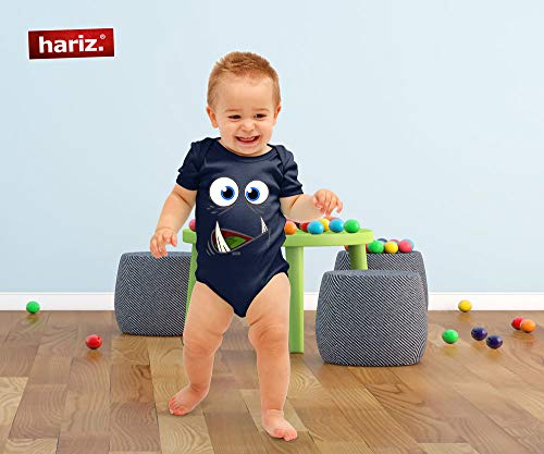 Hariz - Body de manga corta para bebé con cara de monstruo grande, incluye tarjeta de regalo Royal Königs azul 0 – 3 meses
